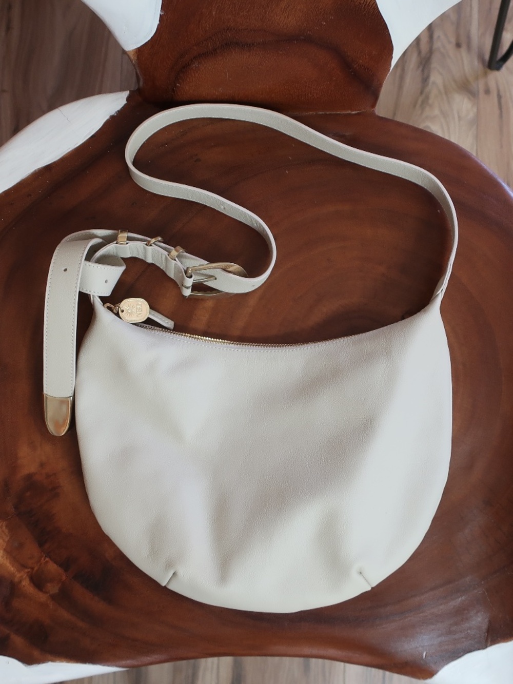 Natalie Borton Designs Sera Crescent Bag in Bone Leather